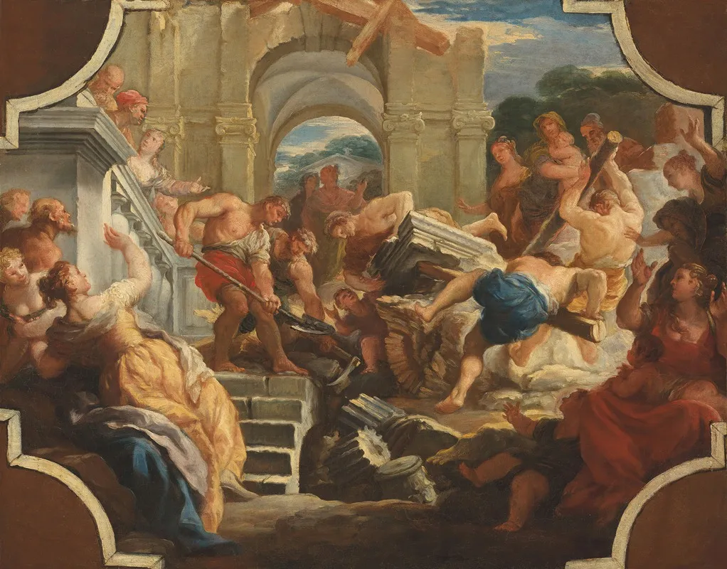 The Fall Of The Temple Wall Art by Paolo de Matteis - High-Resolution Digital Print