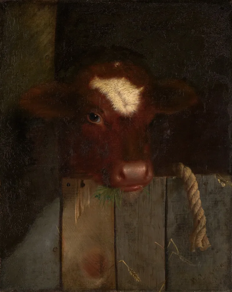 The Family Cow Calfs Head Wall Art by William Merritt Chase - High-Resolution Digital Print