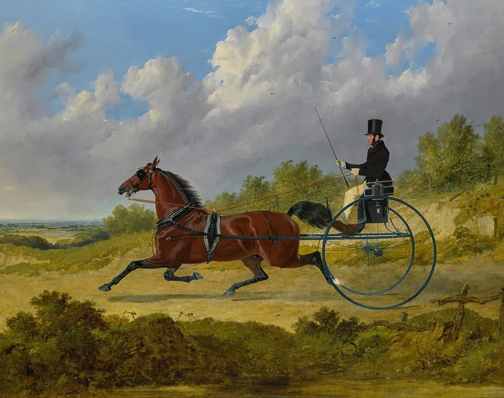 The Famous Trotter Confidence Drawing A Gig Wall Art by John Frederick Herring Snr. - High-Resolution Digital Print