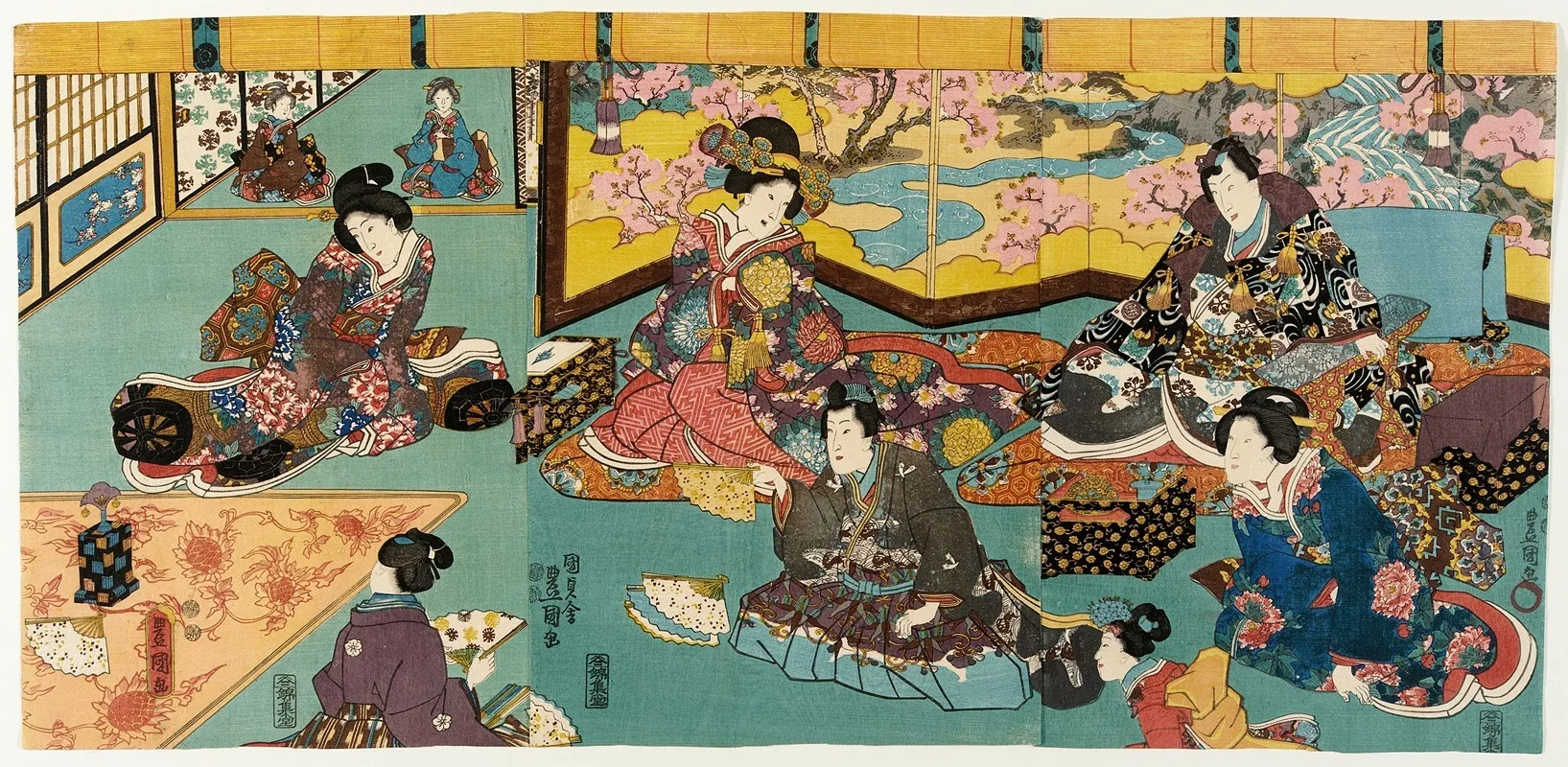The Fan Tossing Game Wall Art by Utagawa Kunisada (Toyokuni III) - High-Resolution Digital Print