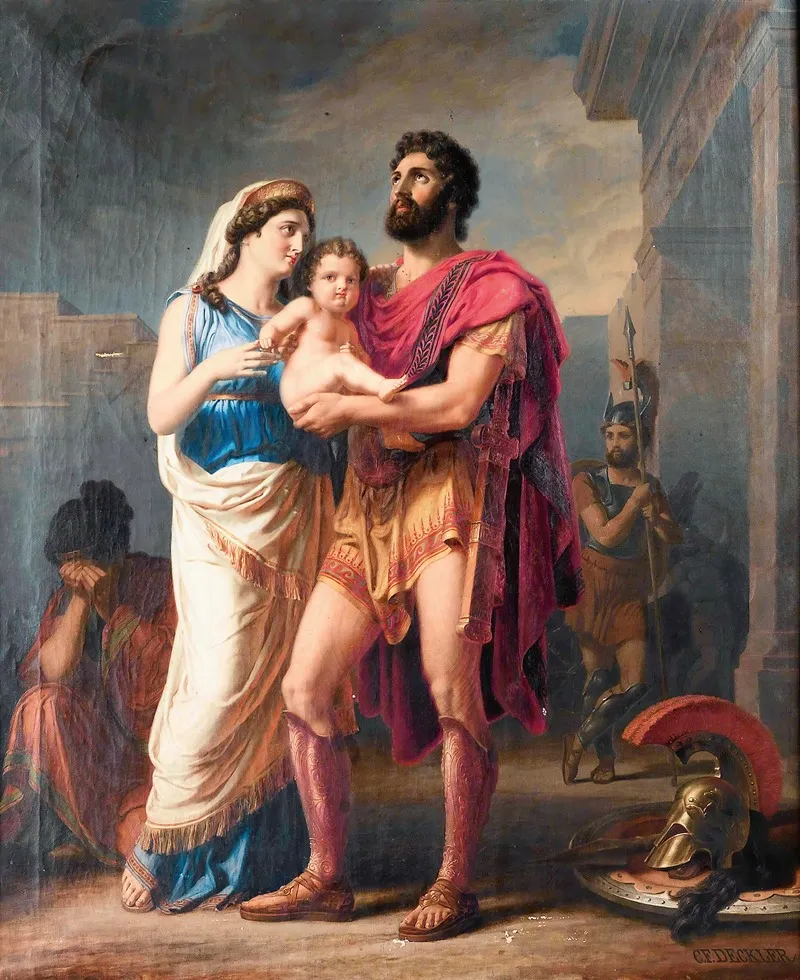 The Farewell Of Hector To Andromaque And Astyanax Wall Art by Carl Friedrich Deckler - High-Resolution Digital Print