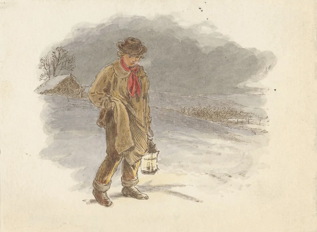 The Farmers Boy Tail Piece Wall Art by Alfred W. Cooper - High-Resolution Digital Print