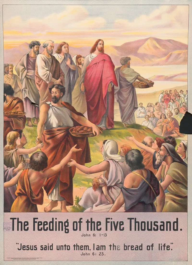 The Feeding Of The Five Thousand 2 Wall Art by Stecher Litho. Co - High-Resolution Digital Print