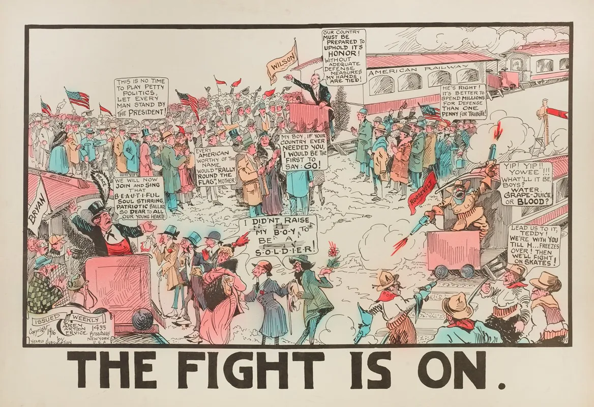 The Fight Is On Wall Art by Carey Cartoon Service - High-Resolution Digital Print