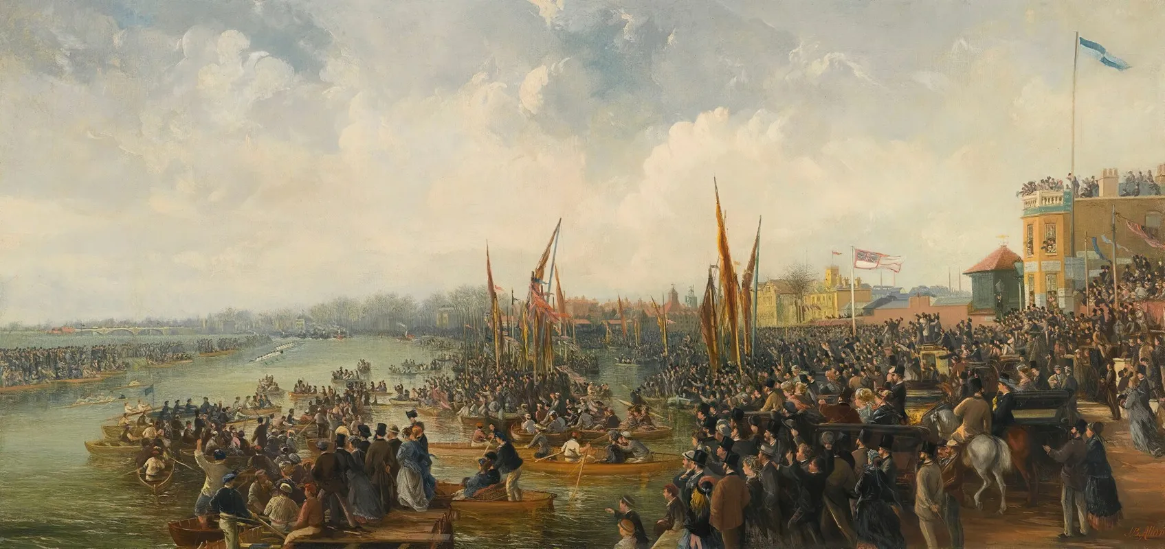 The Finishing Line Of The Oxford And Cambridge Boat Race At Mortlake Wall Art by James Baylis Allan - High-Resolution Digital Print