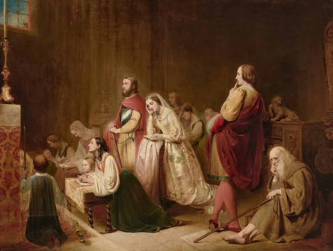The First Meeting Of Petrarch And Laura Wall Art by Henry Nelson O'Neil - High-Resolution Digital Print
