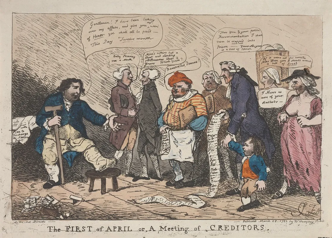 The First Of April Or A Meeting Of Creditors Wall Art by Samuel Collings - High-Resolution Digital Print