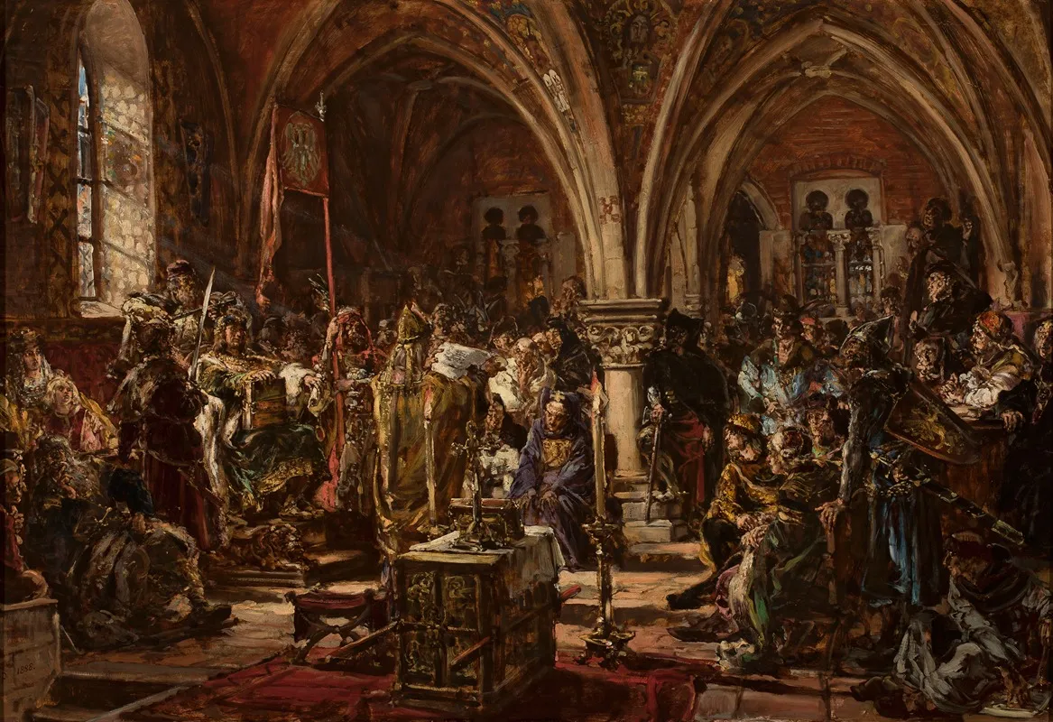 The First Parliament In Leczyca From The Series History Of Civilization In Poland Wall Art by Jan Matejko - High-Resolution Digital Print
