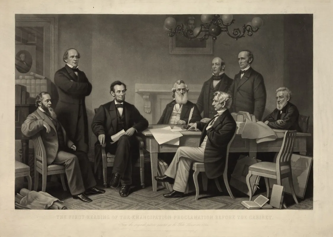 The First Reading Of The Emancipation Proclamation Before The Cabinet Wall Art by Alexander Hay Ritchie - High-Resolution Digital Print