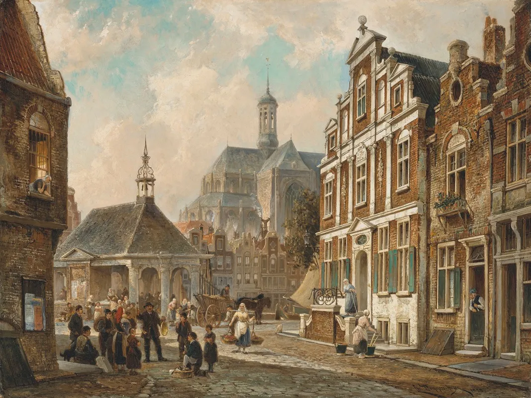 The Fish Market In Groningen Wall Art by Cornelis Christiaan Dommelshuizen - High-Resolution Digital Print