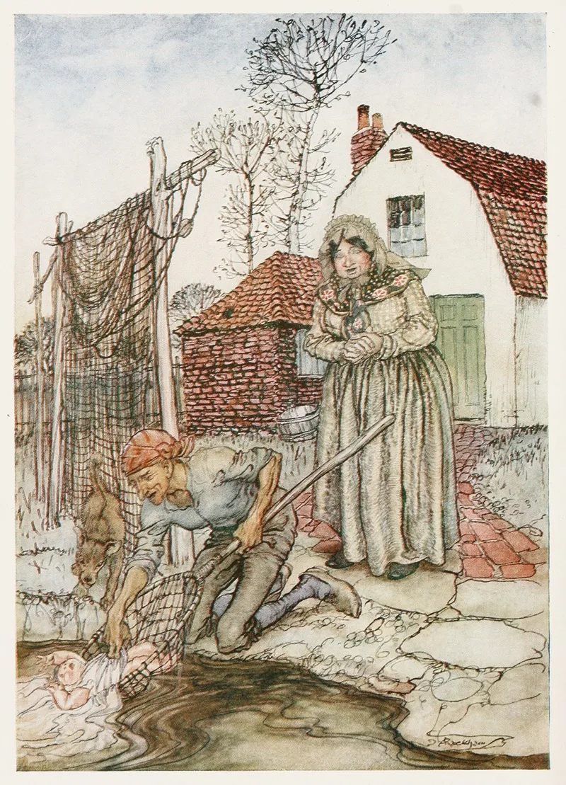 The Fisherman And His Wife Had No Children And They Were Just Longing For A Baby Wall Art by Arthur Rackham - High-Resolution Digital Print
