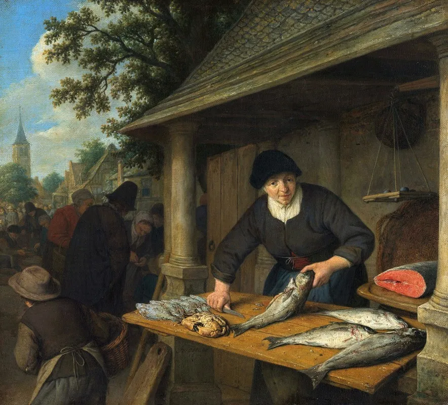The Fishwife Wall Art by Adriaen van Ostade - High-Resolution Digital Print