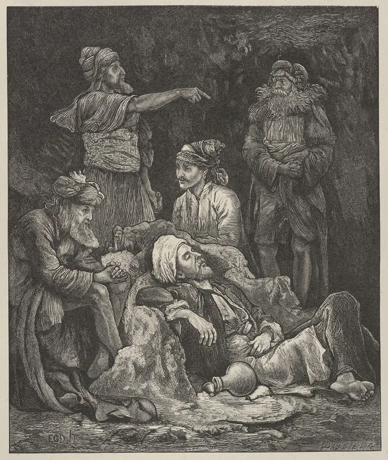 The Five Kings Hiding In The Cave Wall Art by Edward Gurden Dalziel - High-Resolution Digital Print
