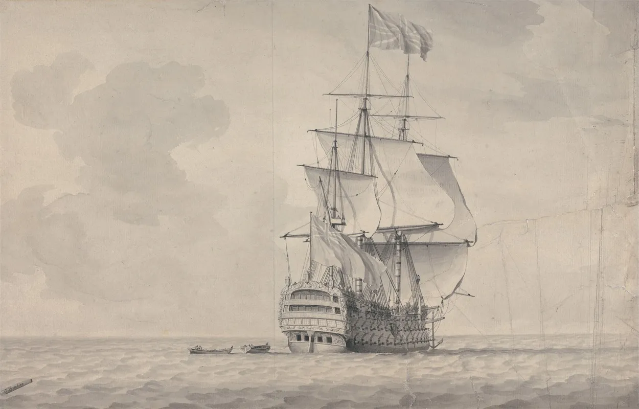 The Flagship Of A Commander In Chief Wall Art by Charles Brooking - High-Resolution Digital Print