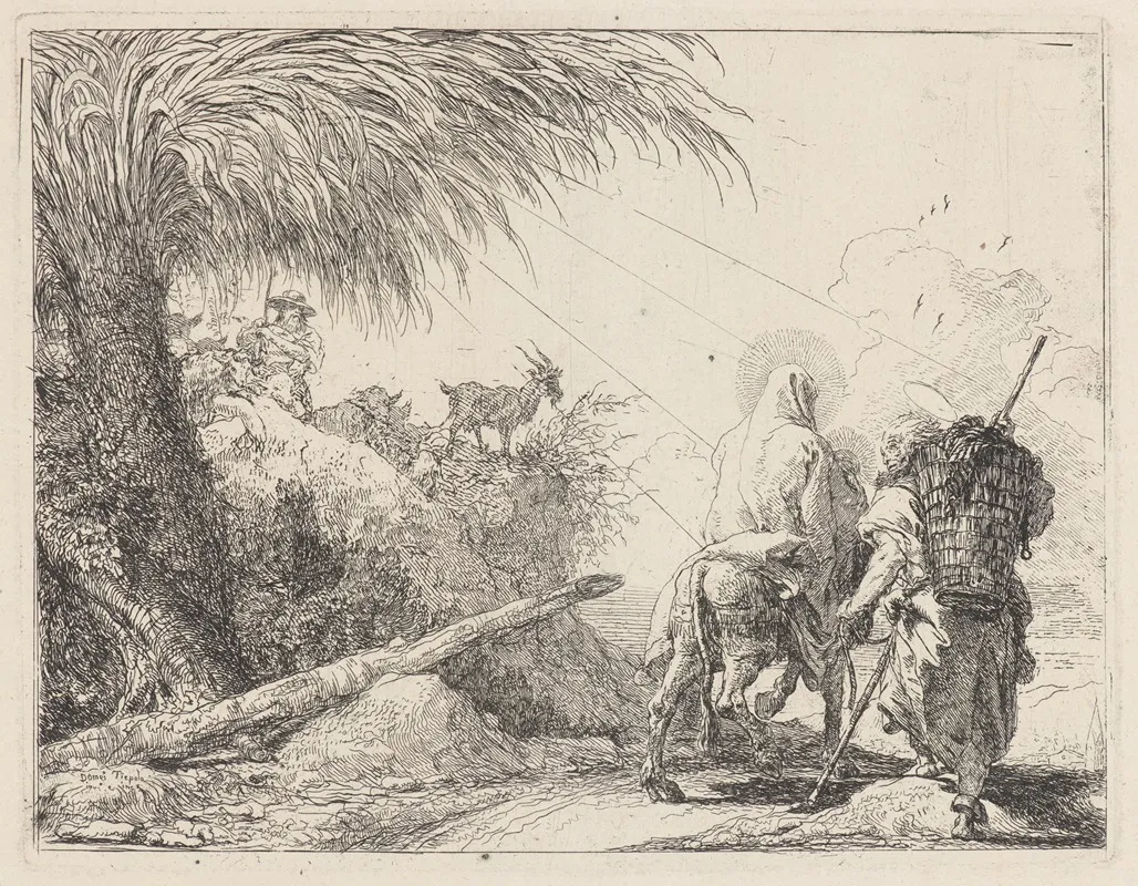 The Flight Holy Family At The Right Joseph Looking To The Left