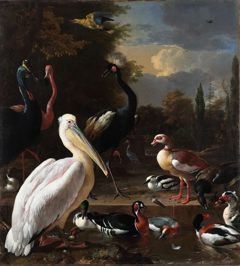 The Floating Feather Wall Art by Melchior d'Hondecoeter - High-Resolution Digital Print