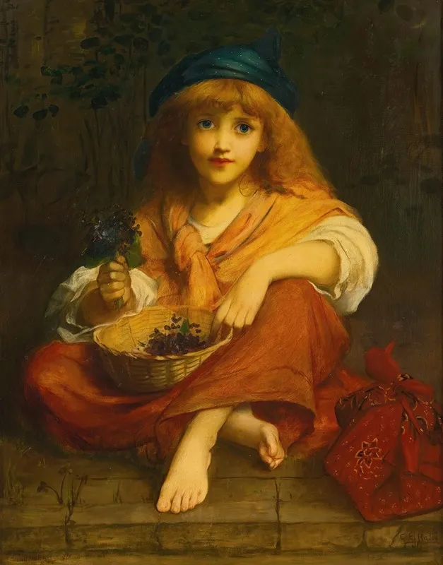 The Flower Girl 3 Wall Art by Charles Edward Hallé - High-Resolution Digital Print