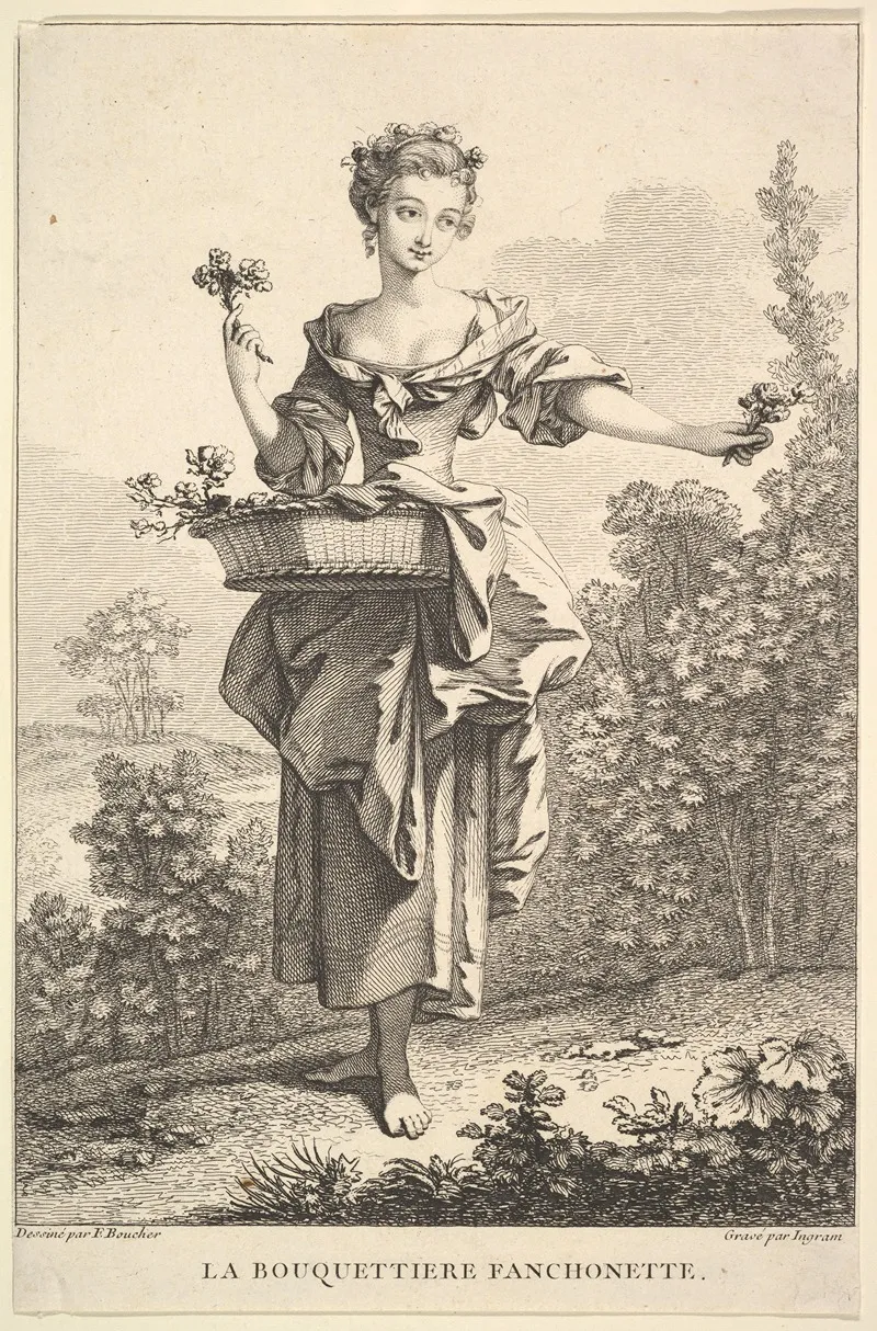 The Flower Girl Fanchonette After Francois Boucher