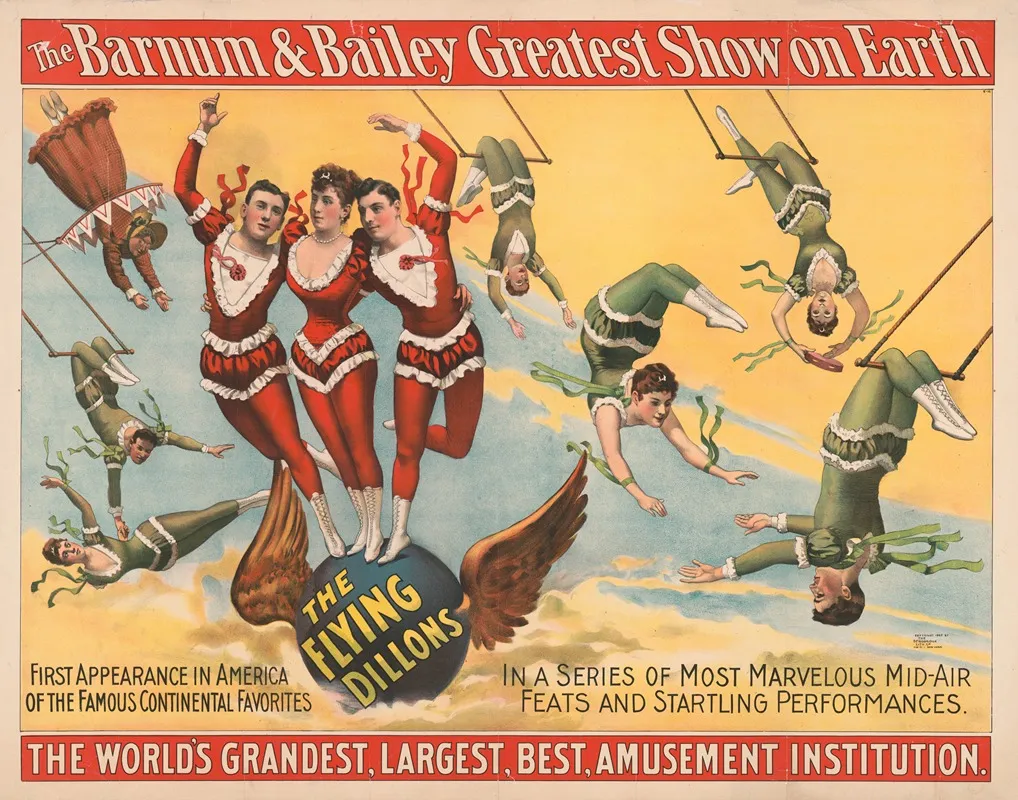 The Flying Dillons In A Series Of Most Marvelous Mid Air Feats And Startling Performances