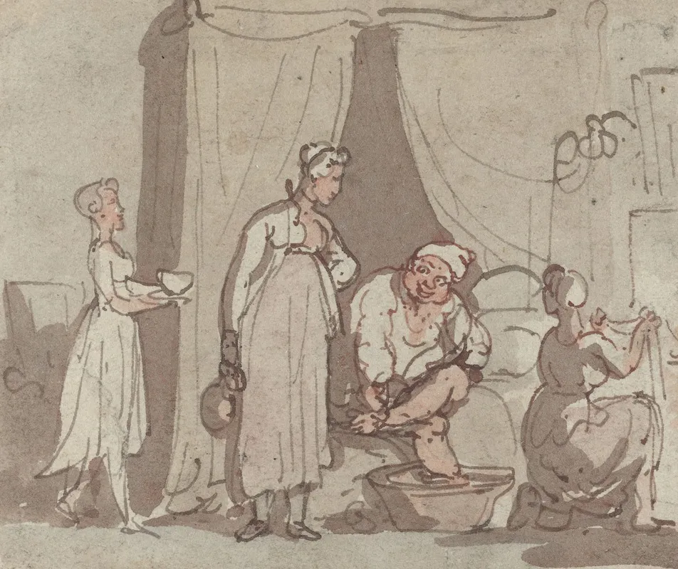 The Foot Bath Drying Out Wall Art by Thomas Rowlandson - High-Resolution Digital Print