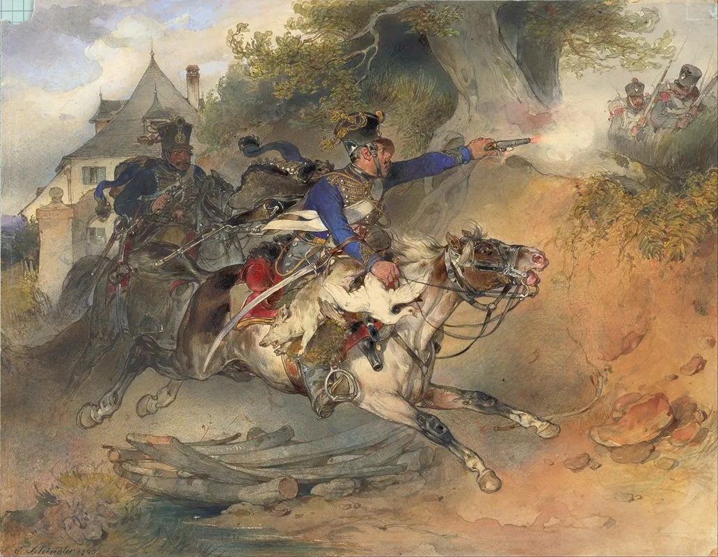 The Foraging Hussar Wall Art by Carl Schindler - High-Resolution Digital Print