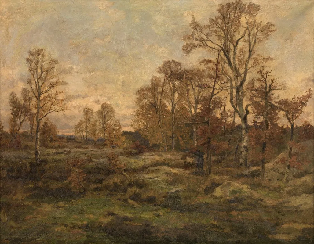 The Forest Of Fontainebleau Autumn Evening Wall Art by Théodore Baron - High-Resolution Digital Print