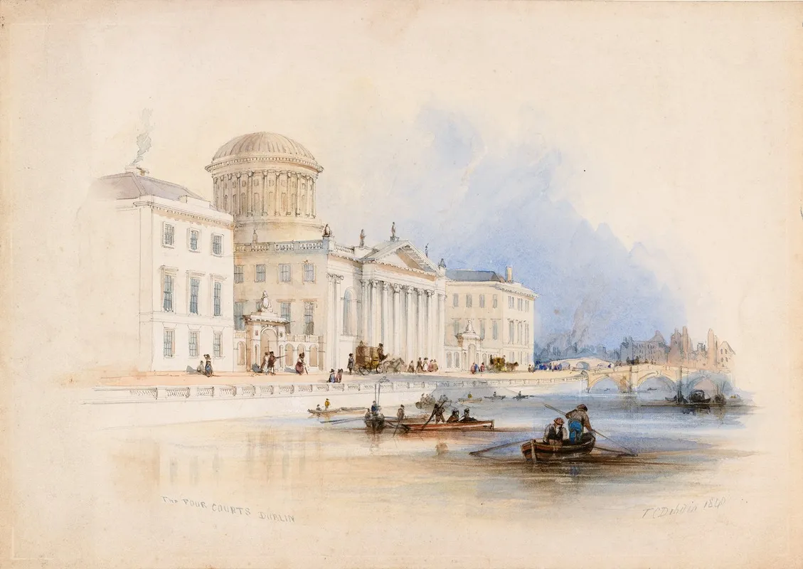 The Four Courts Dublin 2 Wall Art by Thomas Colman Dibdin - High-Resolution Digital Print