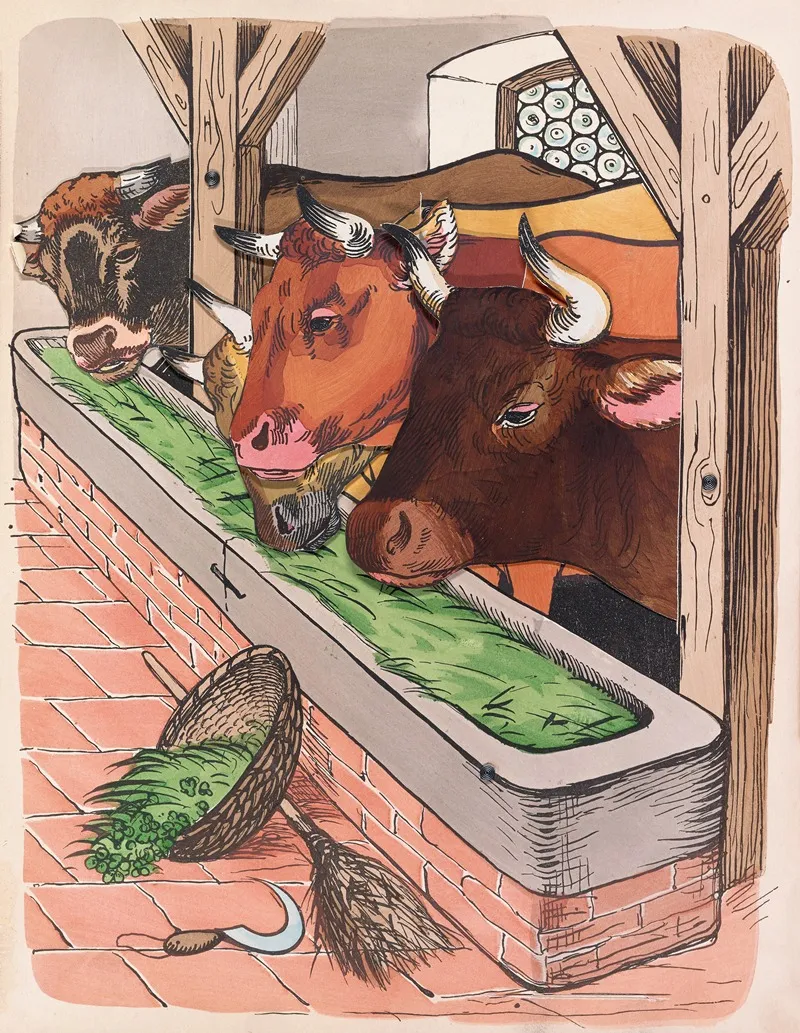 The Four Cows Wall Art by Lothar Meggendorfer - High-Resolution Digital Print
