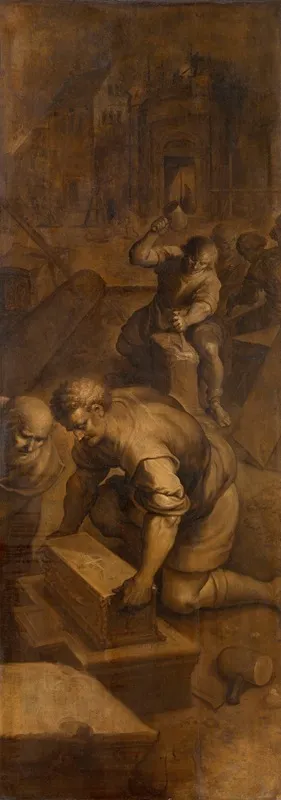 The Four Crowned Martyrs At Work Wall Art by Frans Francken the Younger - High-Resolution Digital Print