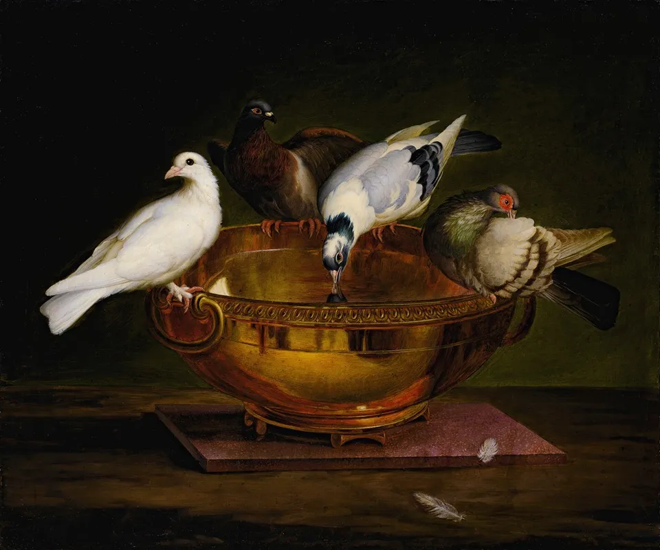 The Four Doves Wall Art by Johann Wenzel Peter - High-Resolution Digital Print