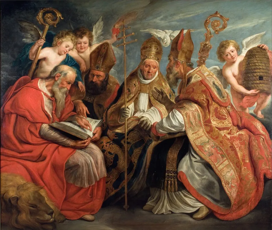 The Four Fathers Of The Latin Church Wall Art by Jacob Jordaens - High-Resolution Digital Print