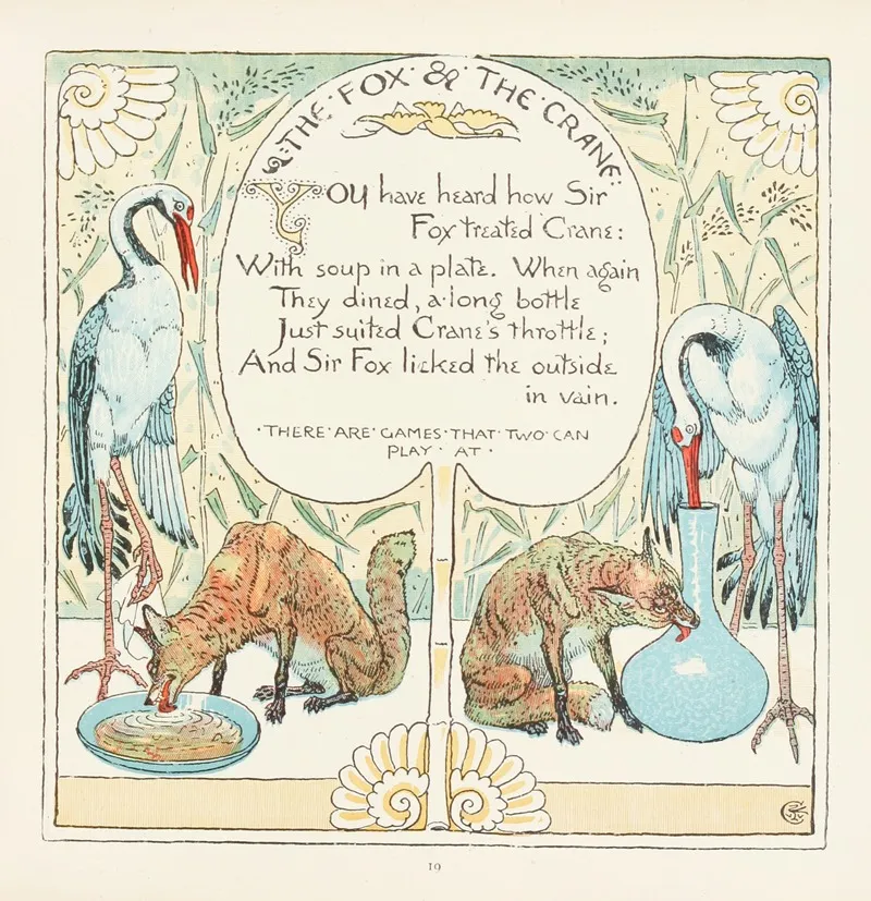 The Fox And The Crane Wall Art by Walter Crane - High-Resolution Digital Print
