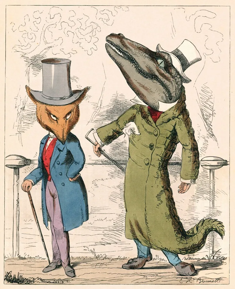 The Fox And The Crocodile Wall Art by Charles Henry Bennett - High-Resolution Digital Print