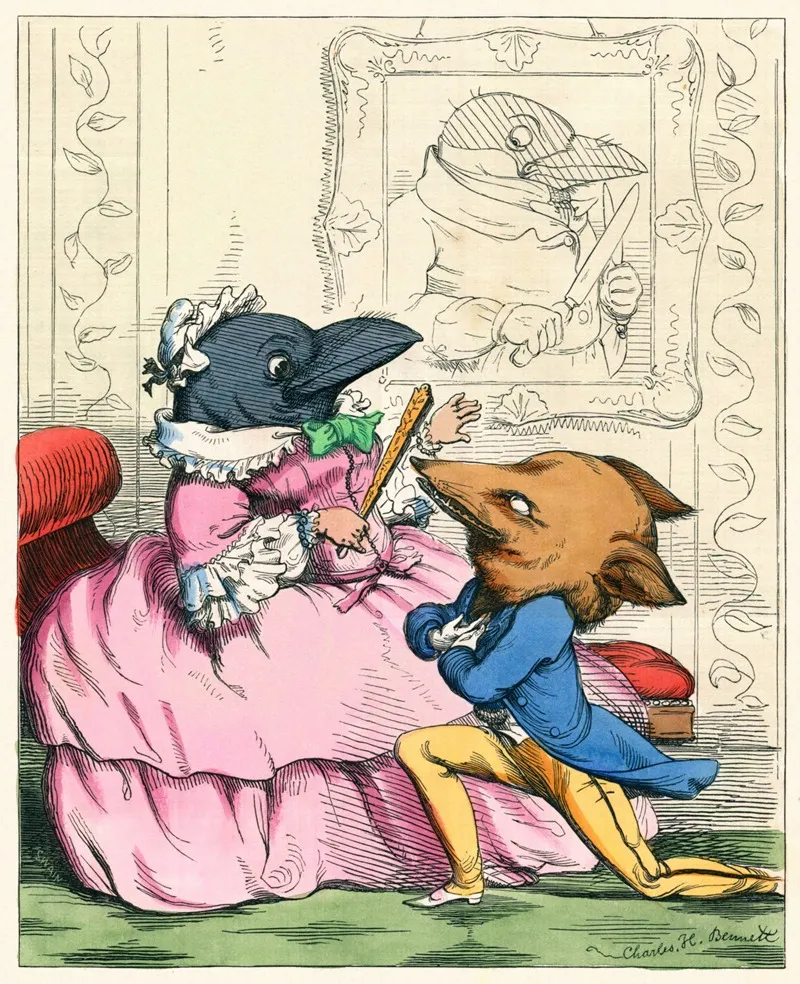 The Fox And The Crow Wall Art by Charles Henry Bennett - High-Resolution Digital Print