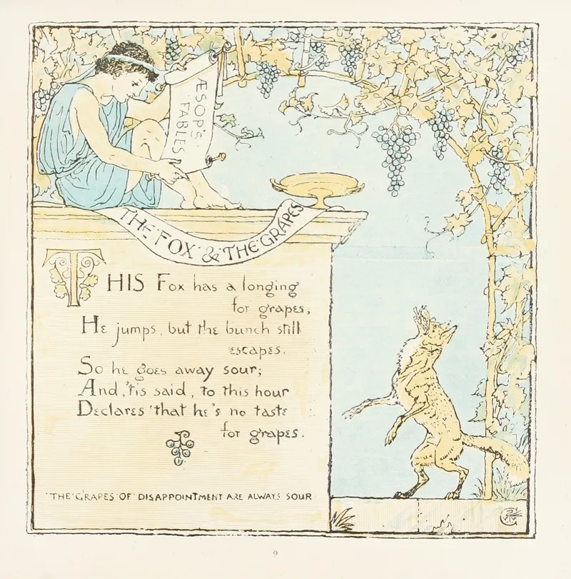 The Fox And The Grapes 2 Wall Art by Walter Crane - High-Resolution Digital Print
