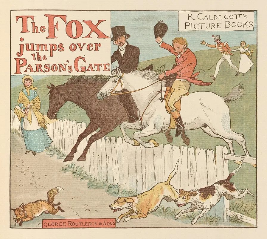 The Fox Jumps Over The Parsons Gate Pl 1 Wall Art by Randolph Caldecott - High-Resolution Digital Print