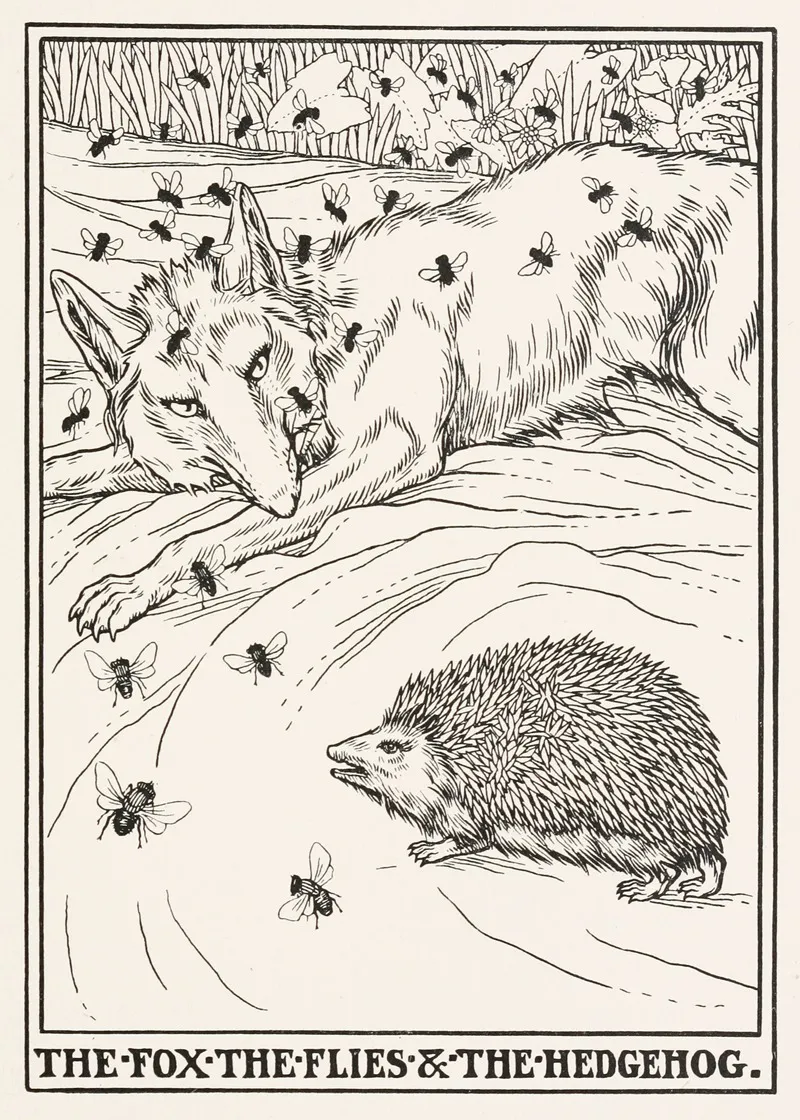 The Fox The Flies And The Hedgehog Wall Art by Percy J. Billinghurst - High-Resolution Digital Print