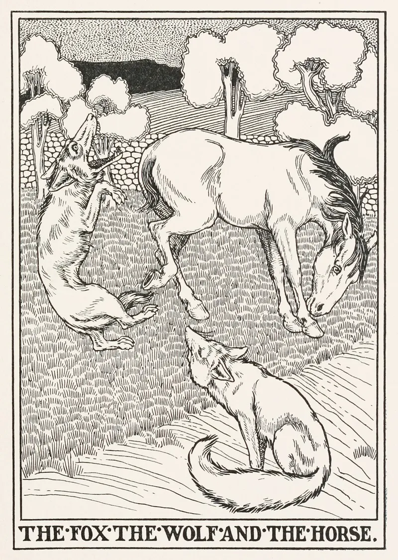 The Fox The Wolf And The Horse 2 Wall Art by Percy J. Billinghurst - High-Resolution Digital Print