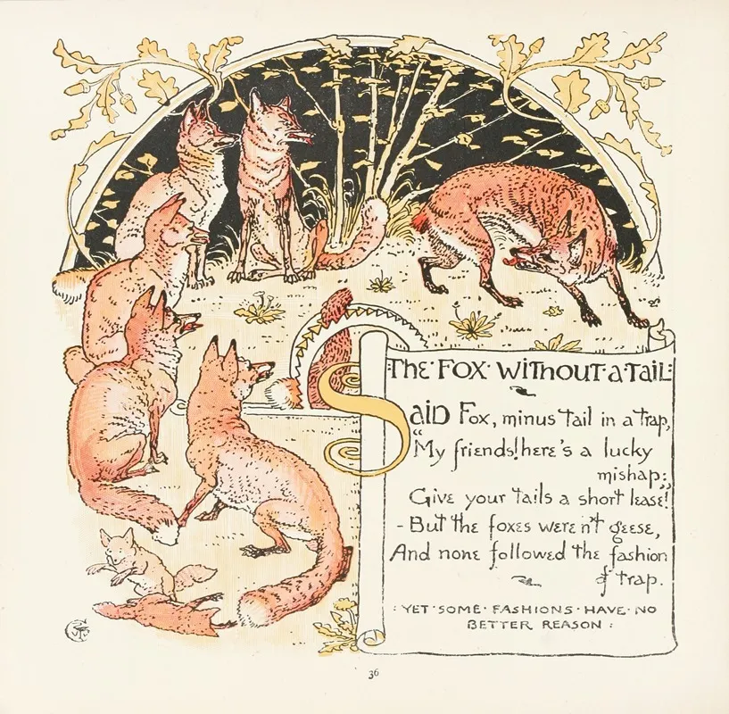 The Fox Without A Tail Wall Art by Walter Crane - High-Resolution Digital Print