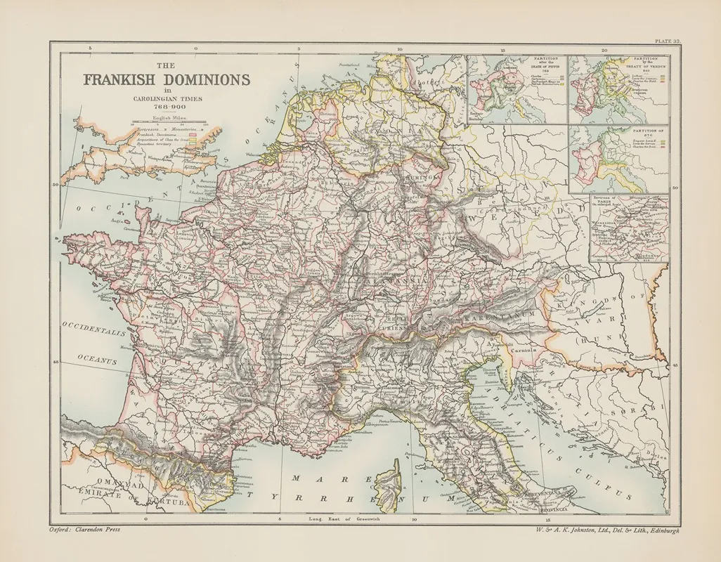 The Frankish Dominions In Carolingian Times 768 Wall Art by Reginald Lane Poole - High-Resolution Digital Print
