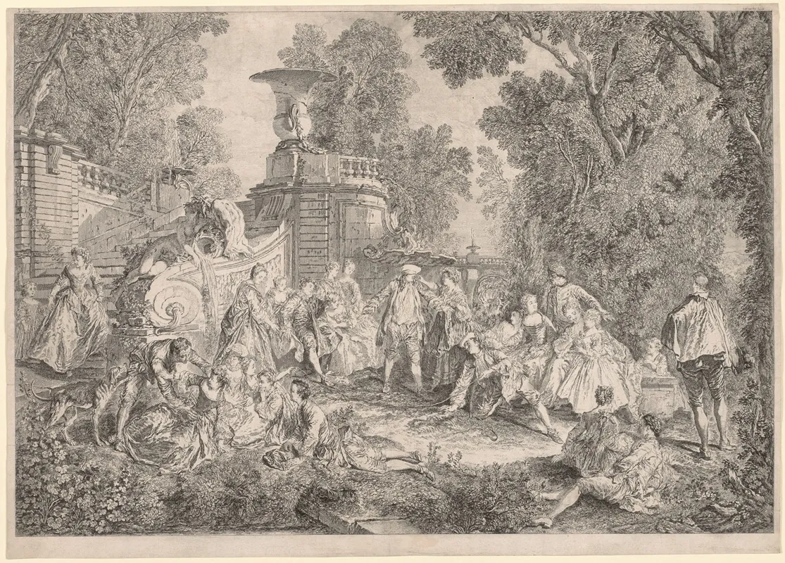 The Game Of Blind Mans Bluff Wall Art by Charles-Nicolas Cochin - High-Resolution Digital Print