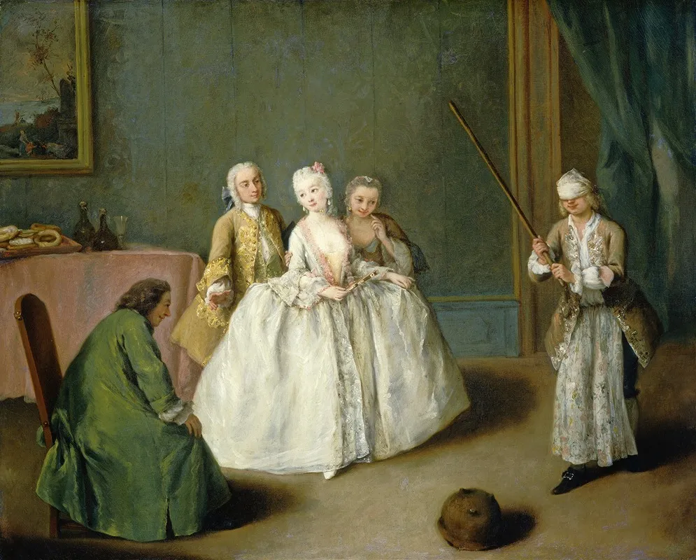 The Game Of The Cooking Pot Wall Art by Pietro Longhi - High-Resolution Digital Print