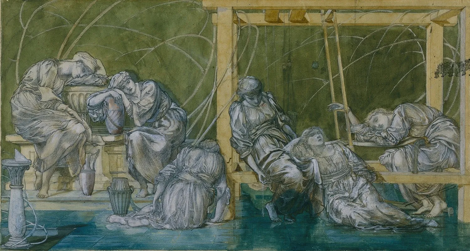 The Garden Court Wall Art by Sir Edward Coley Burne-Jones - High-Resolution Digital Print