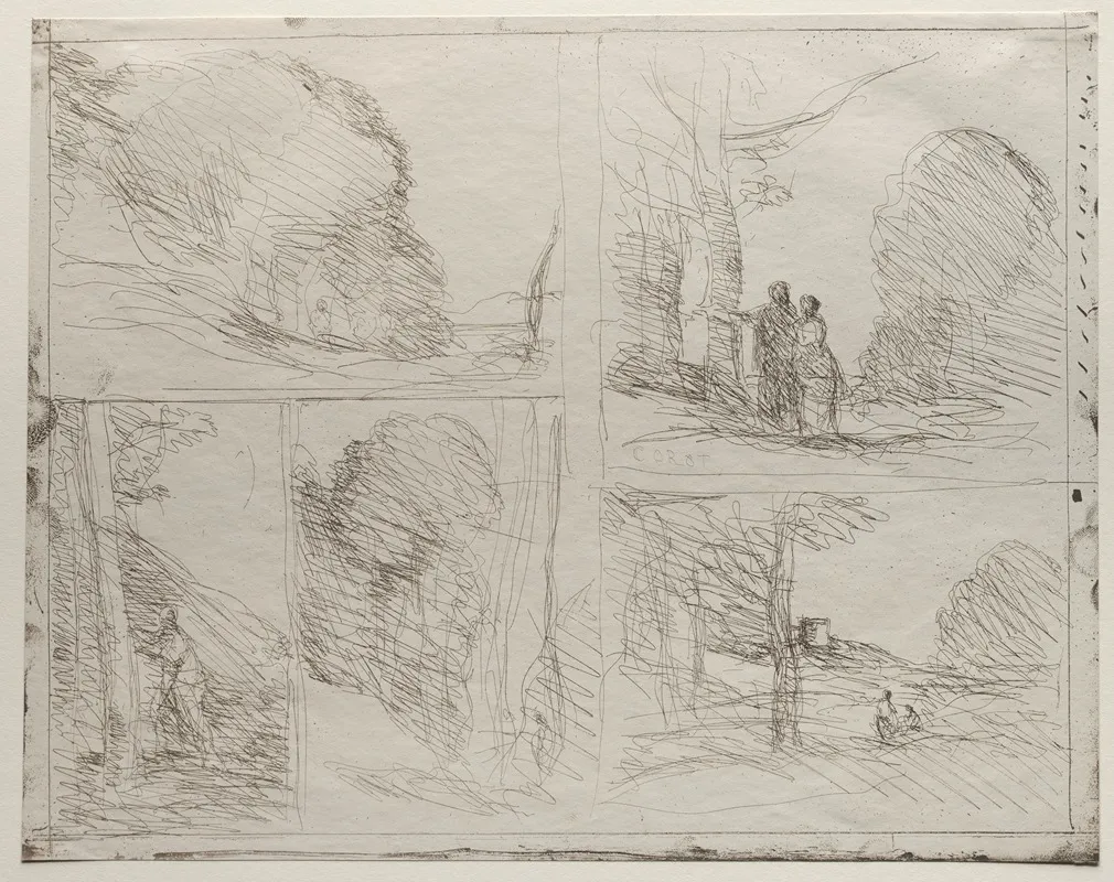 The Garden Of Pericles The Painters Lane Scrawl The Large Woodcutter The Tower Of Henry Viii Wall Art by Jean-Baptiste-Camille Corot - Canvas Print