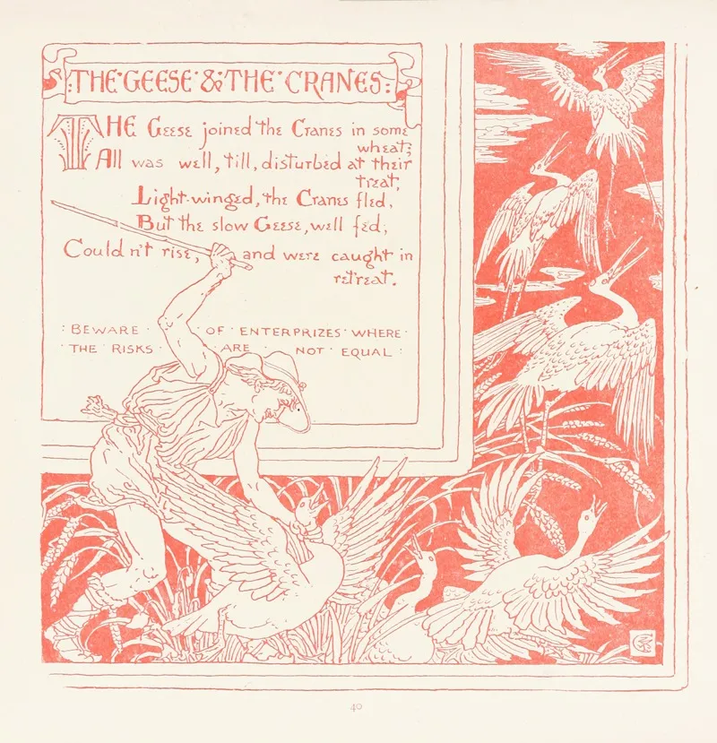 The Geese And The Cranes Wall Art by Walter Crane - High-Resolution Digital Print