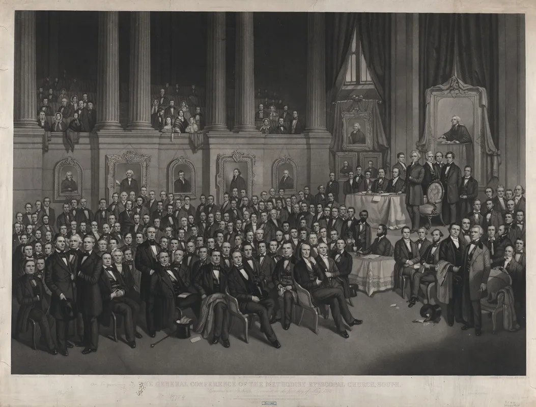The General Conference Of The Methodist Episcopal Church South Convened In Nashville Tennessee On The First Day Of May 1858 Wall Art by John Chester Buttre - High-Resolution Digital Print