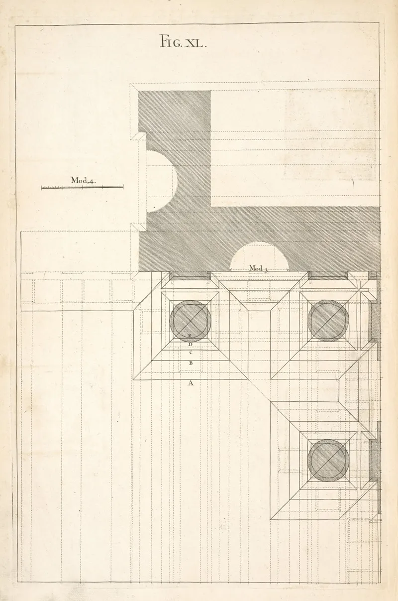 The Geometrical Plan Of A Design Of The Dorick Order Wall Art by Andrea Pozzo - High-Resolution Digital Print