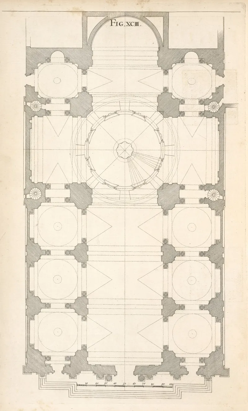 The Geometrical Plan Of The Church Of S Ignatius At Rome Wall Art by Andrea Pozzo - High-Resolution Digital Print