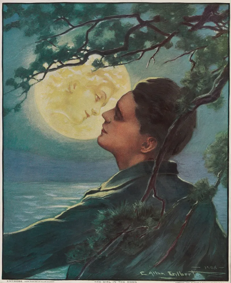 The Girl In The Moon 2 Wall Art by Brown &amp; Bigelow - High-Resolution Digital Print