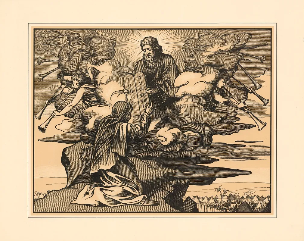 The Giving Of The Law At Sinai Wall Art by Aschendorff - High-Resolution Digital Print